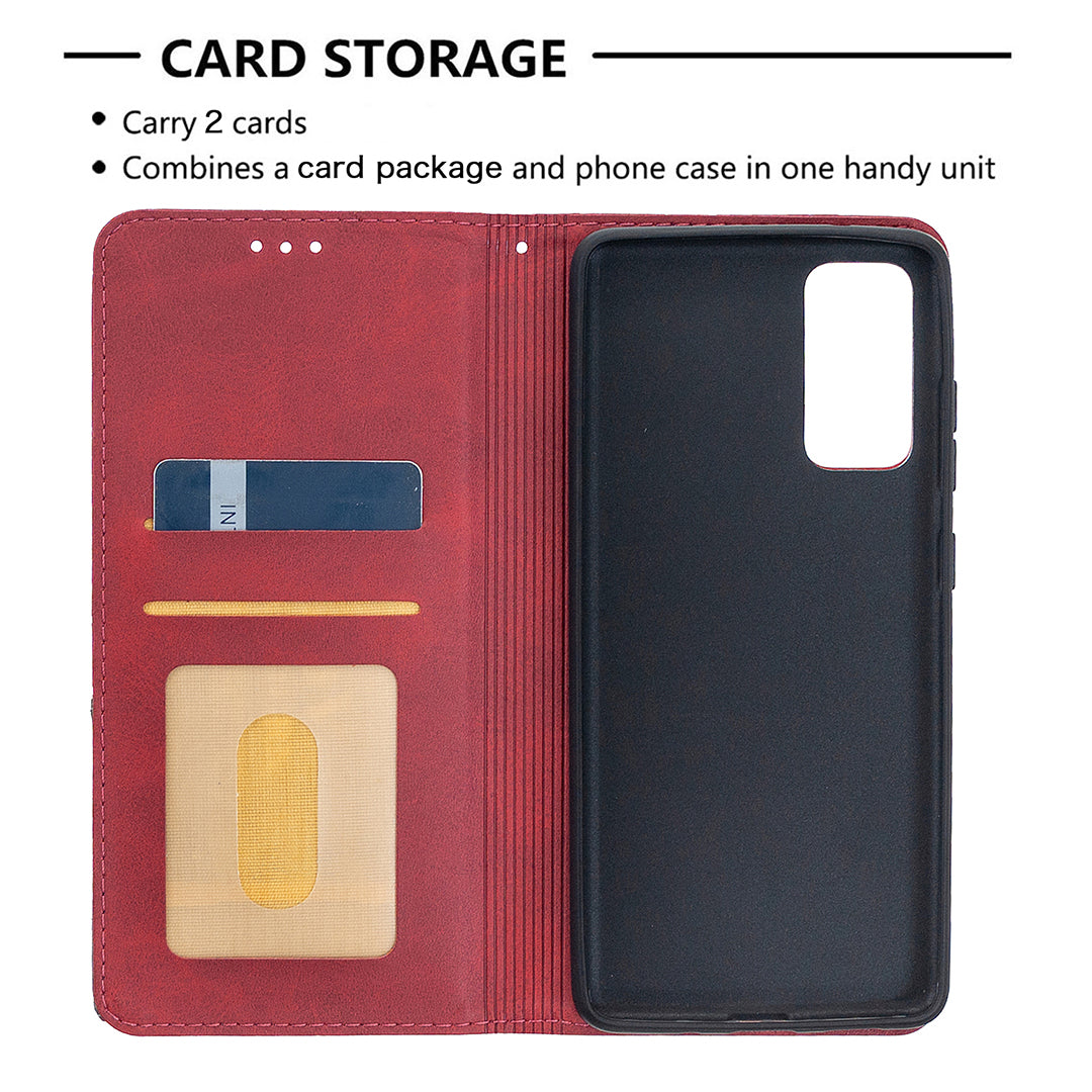 Geometric Pattern Leather Stand Case with Card Slots for Samsung Galaxy S20 FE 4G / FE 5G / S20 Lite / S20 FE 2022 - Red