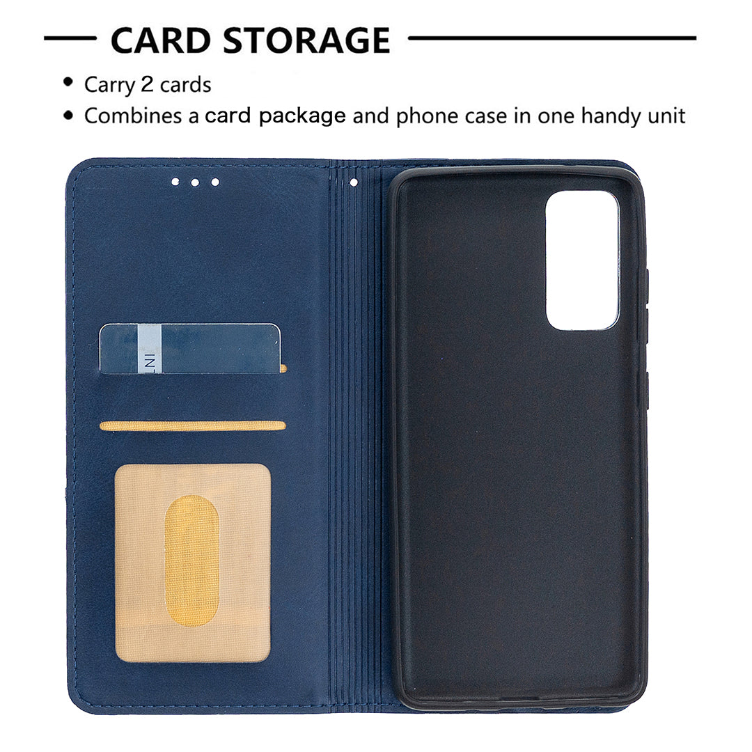 Geometric Pattern Leather Stand Case with Card Slots for Samsung Galaxy S20 FE 4G / FE 5G / S20 Lite / S20 FE 2022 - Blue