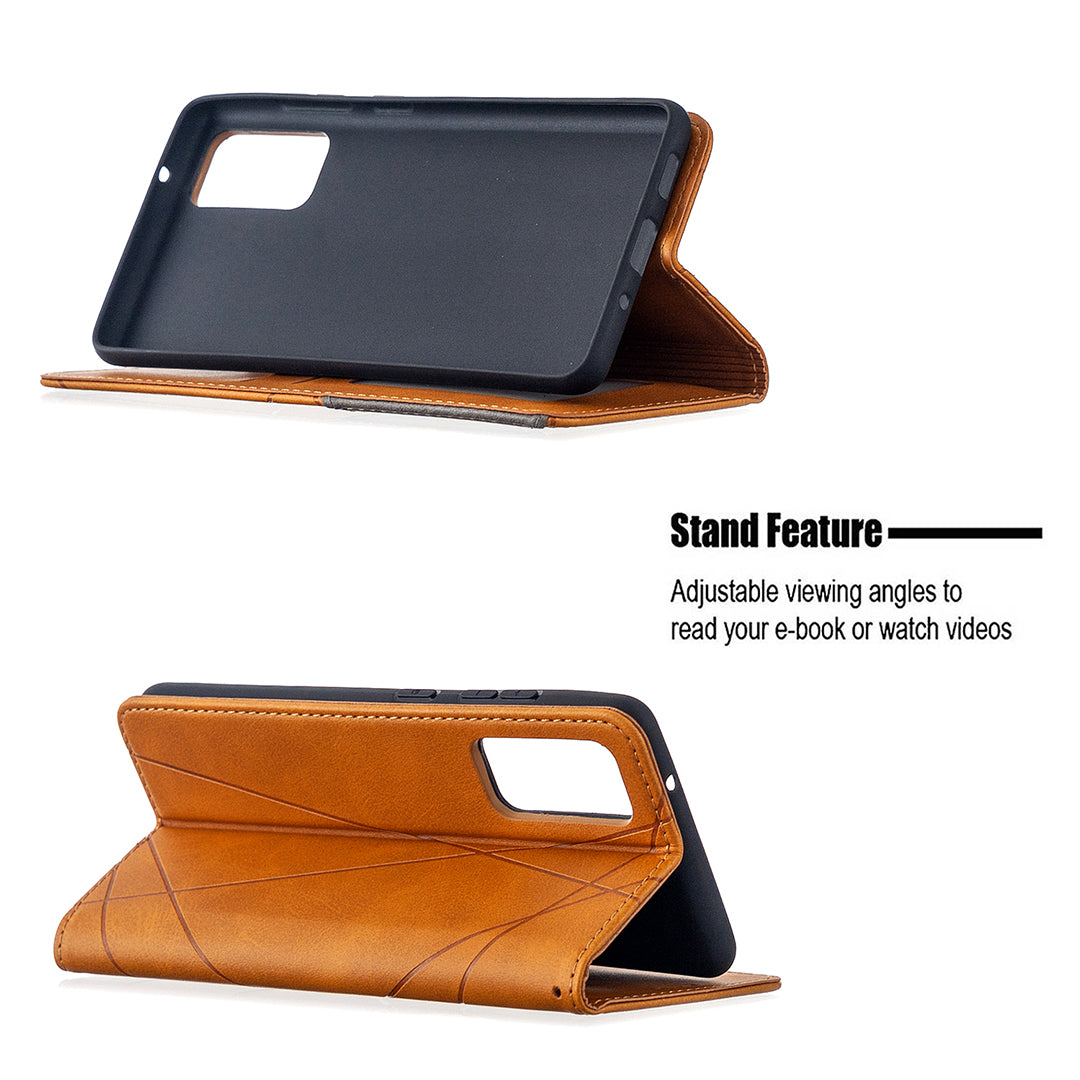 Geometric Pattern Leather Stand Case with Card Slots for Samsung Galaxy S20 FE 4G / FE 5G / S20 Lite / S20 FE 2022 - Yellow