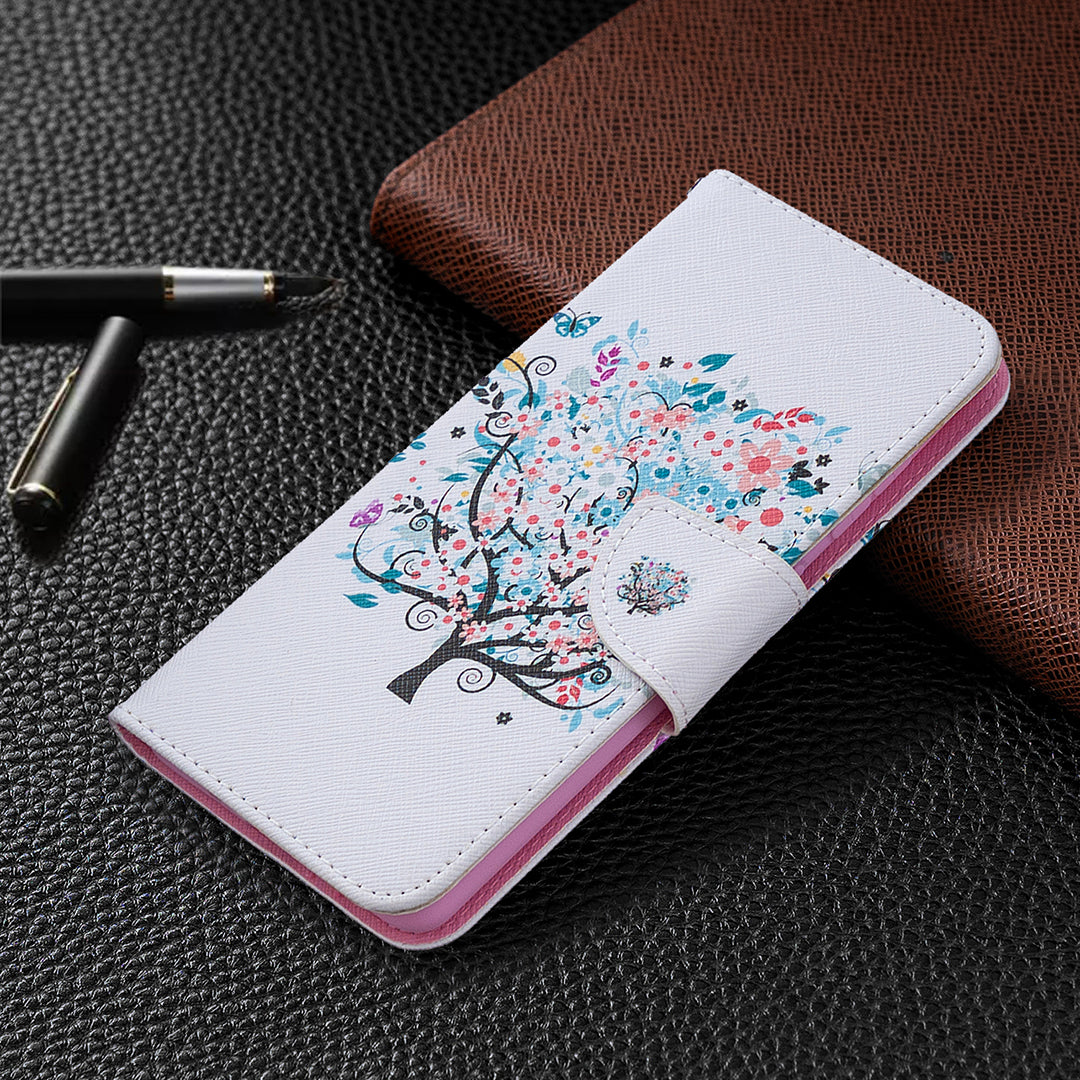 Pattern Printing Leather Wallet Protective Shell for Samsung Galaxy S20 FE 4G/FE 5G/S20 Lite/S20 FE 2022 - Flower Tree