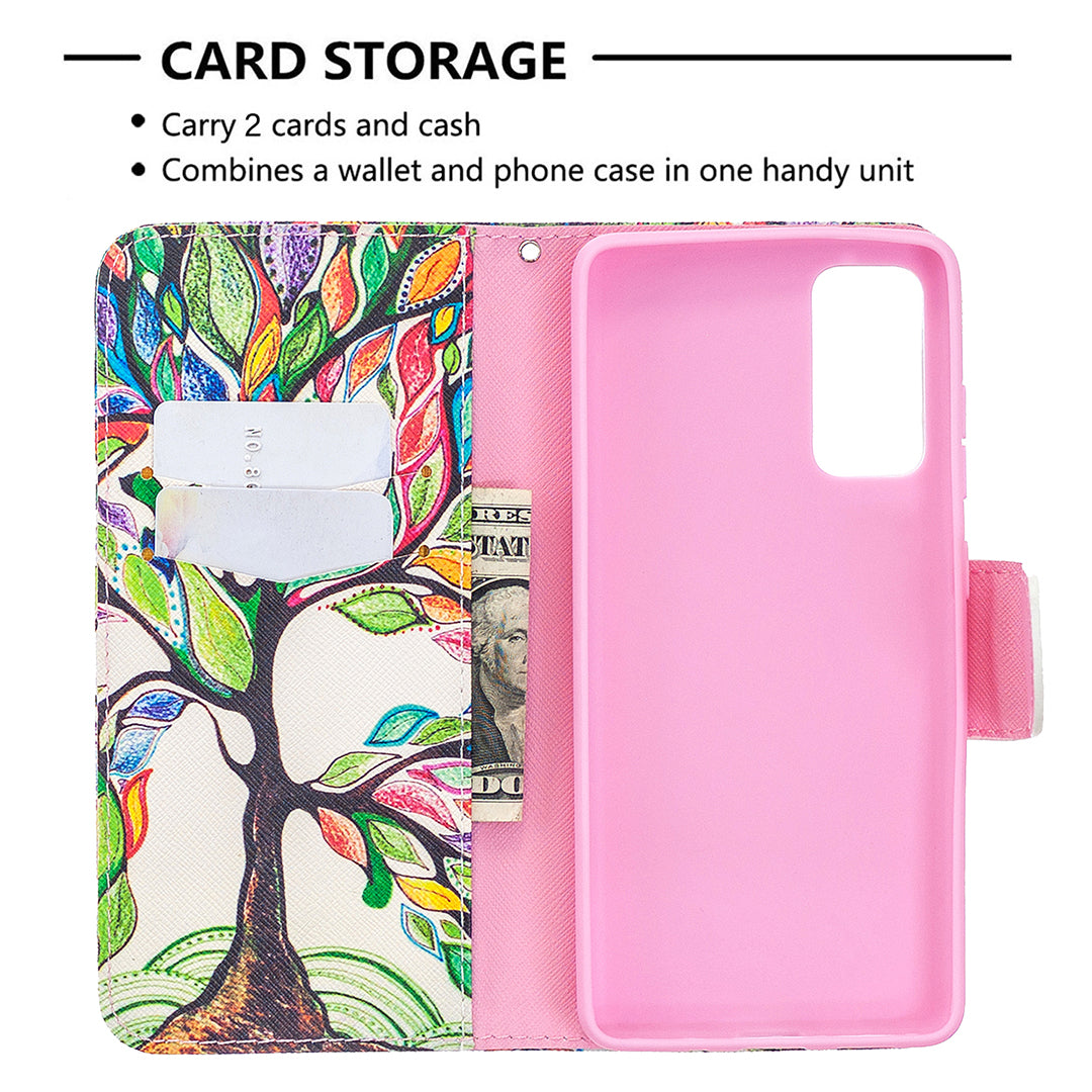 Pattern Printing Leather Wallet Protective Shell for Samsung Galaxy S20 FE 4G/FE 5G/S20 Lite/S20 FE 2022 - Life Tree