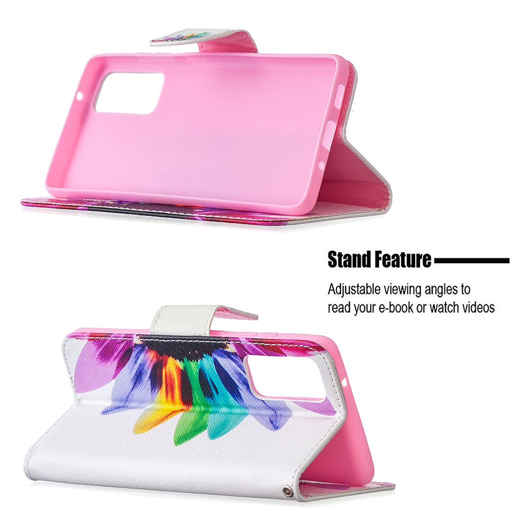 Pattern Printing Leather Wallet Protective Shell for Samsung Galaxy S20 FE 4G/FE 5G/S20 Lite/S20 FE 2022 - Colorful Petal