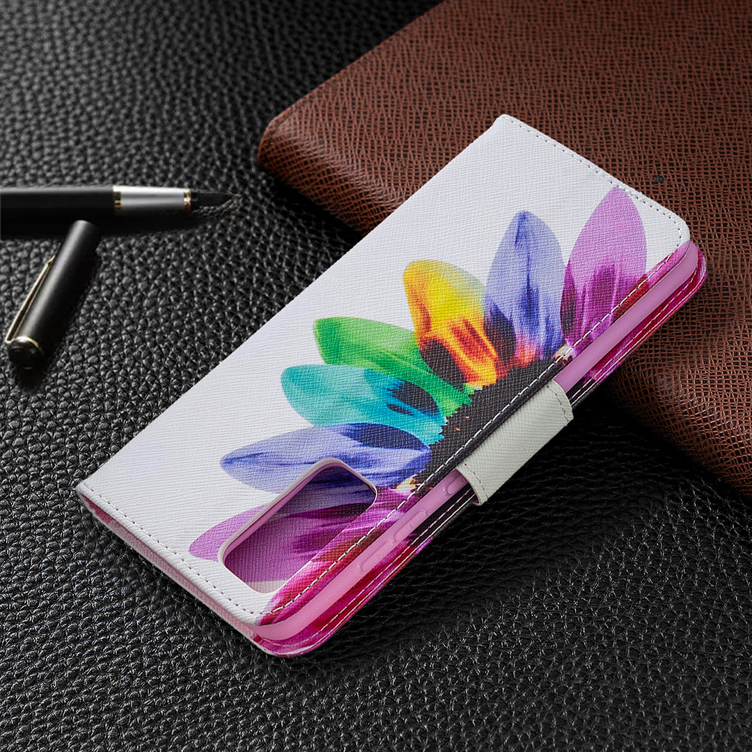 Pattern Printing Leather Wallet Protective Shell for Samsung Galaxy S20 FE 4G/FE 5G/S20 Lite/S20 FE 2022 - Colorful Petal