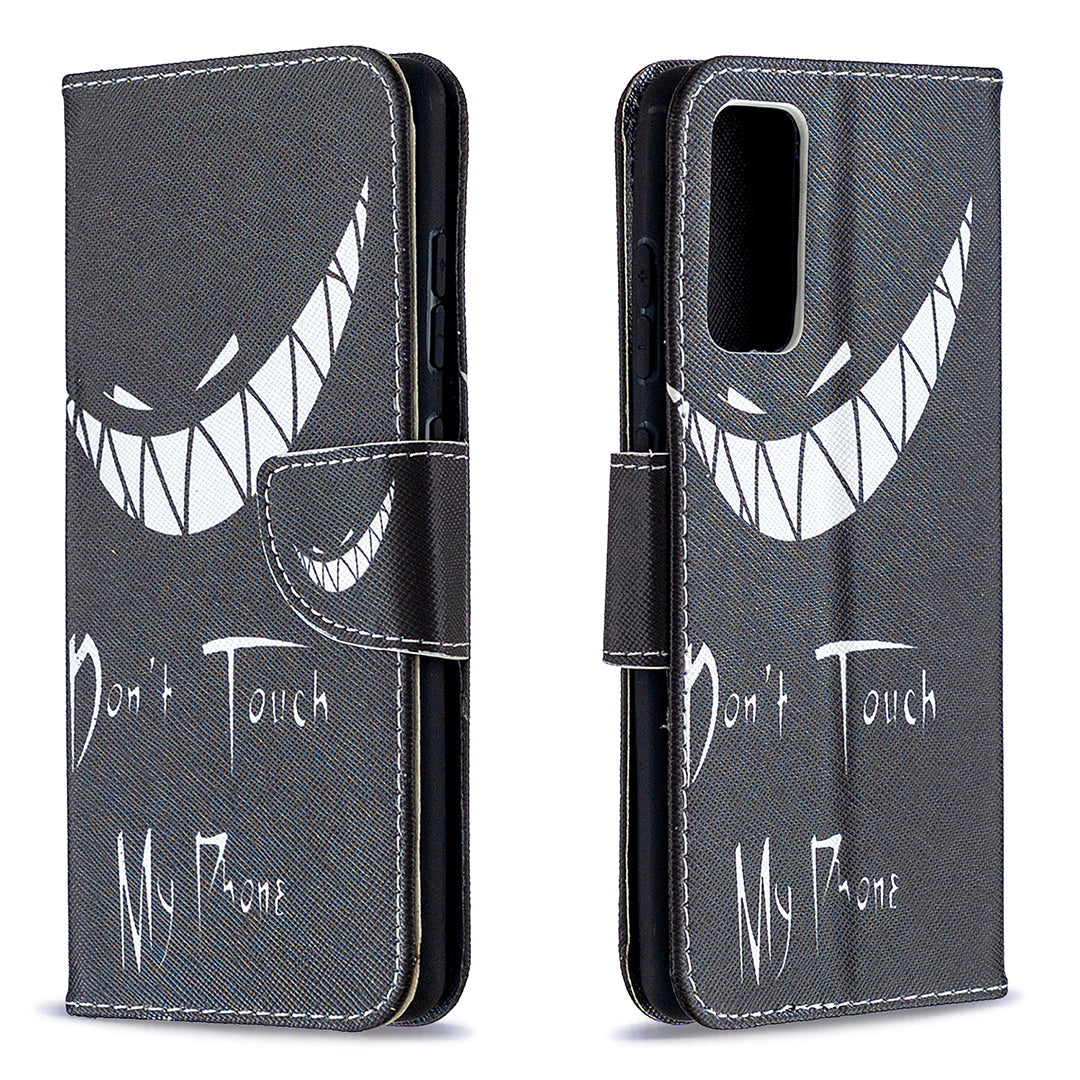 Pattern Printing Leather Wallet Protective Shell for Samsung Galaxy S20 FE 4G/FE 5G/S20 Lite/S20 FE 2022 - Don't Touch My Phone