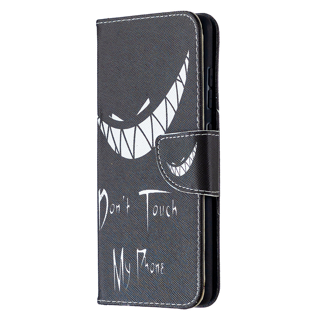 Pattern Printing Leather Wallet Protective Shell for Samsung Galaxy S20 FE 4G/FE 5G/S20 Lite/S20 FE 2022 - Don't Touch My Phone