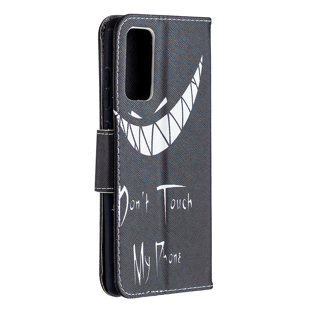 Pattern Printing Leather Wallet Protective Shell for Samsung Galaxy S20 FE 4G/FE 5G/S20 Lite/S20 FE 2022 - Don't Touch My Phone