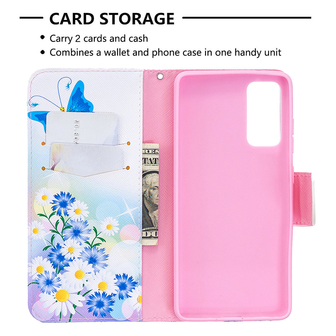 Pattern Printing Leather Wallet Protective Shell for Samsung Galaxy S20 FE 4G/FE 5G/S20 Lite/S20 FE 2022 - Butterfly and Flowers