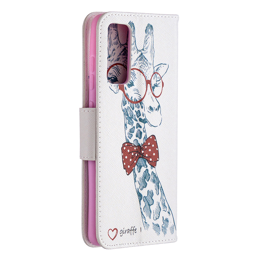 Pattern Printing Leather Wallet Protective Shell for Samsung Galaxy S20 FE 4G/FE 5G/S20 Lite/S20 FE 2022 - Giraffe