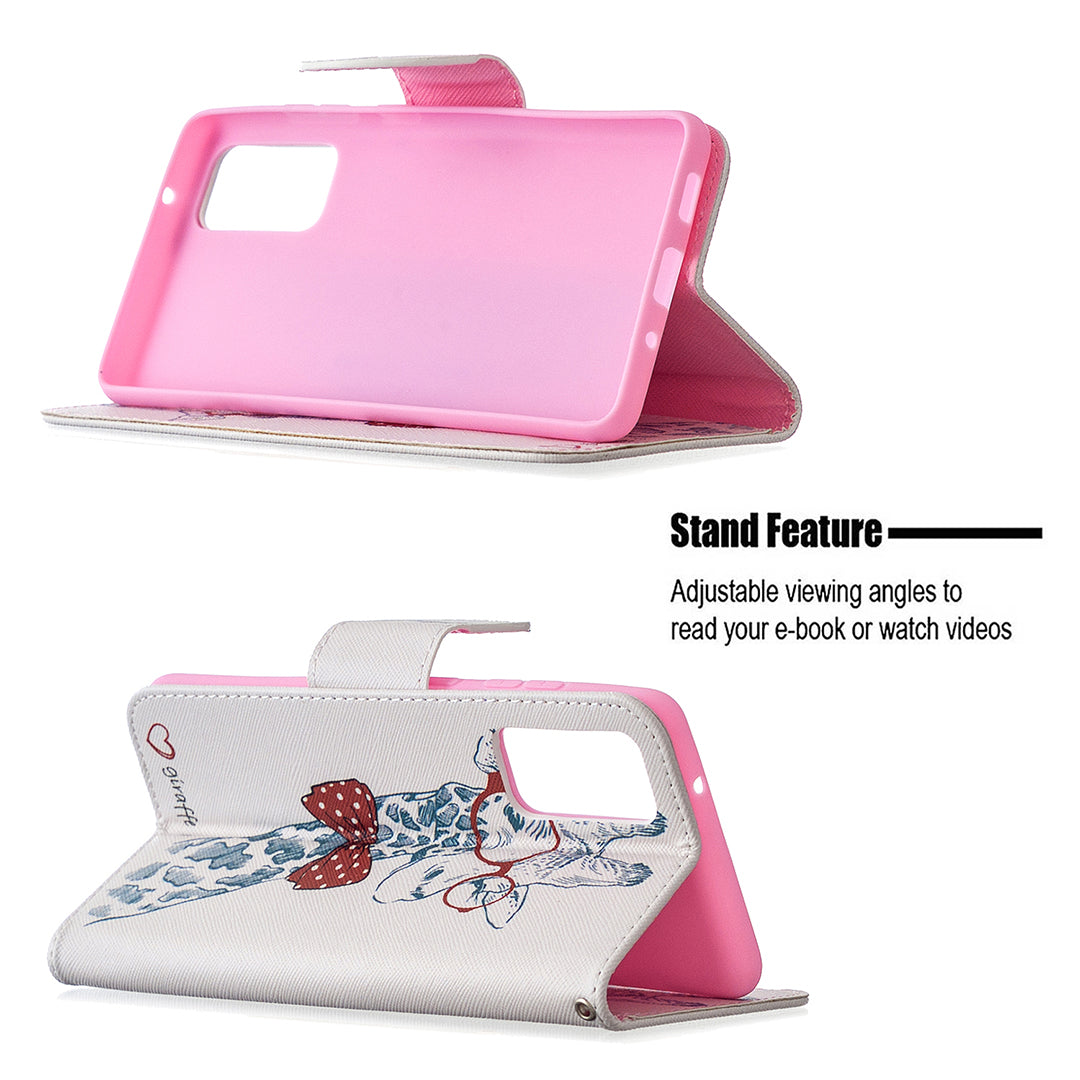 Pattern Printing Leather Wallet Protective Shell for Samsung Galaxy S20 FE 4G/FE 5G/S20 Lite/S20 FE 2022 - Giraffe