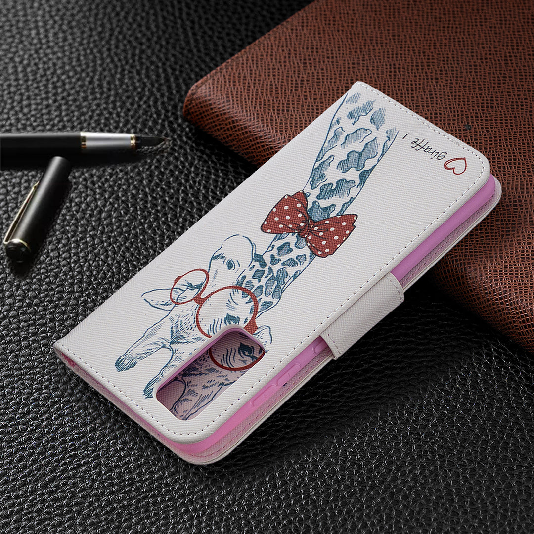 Pattern Printing Leather Wallet Protective Shell for Samsung Galaxy S20 FE 4G/FE 5G/S20 Lite/S20 FE 2022 - Giraffe