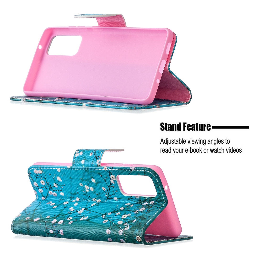 Pattern Printing Leather Wallet Protective Shell for Samsung Galaxy S20 FE 4G/FE 5G/S20 Lite/S20 FE 2022 - Flower Branches