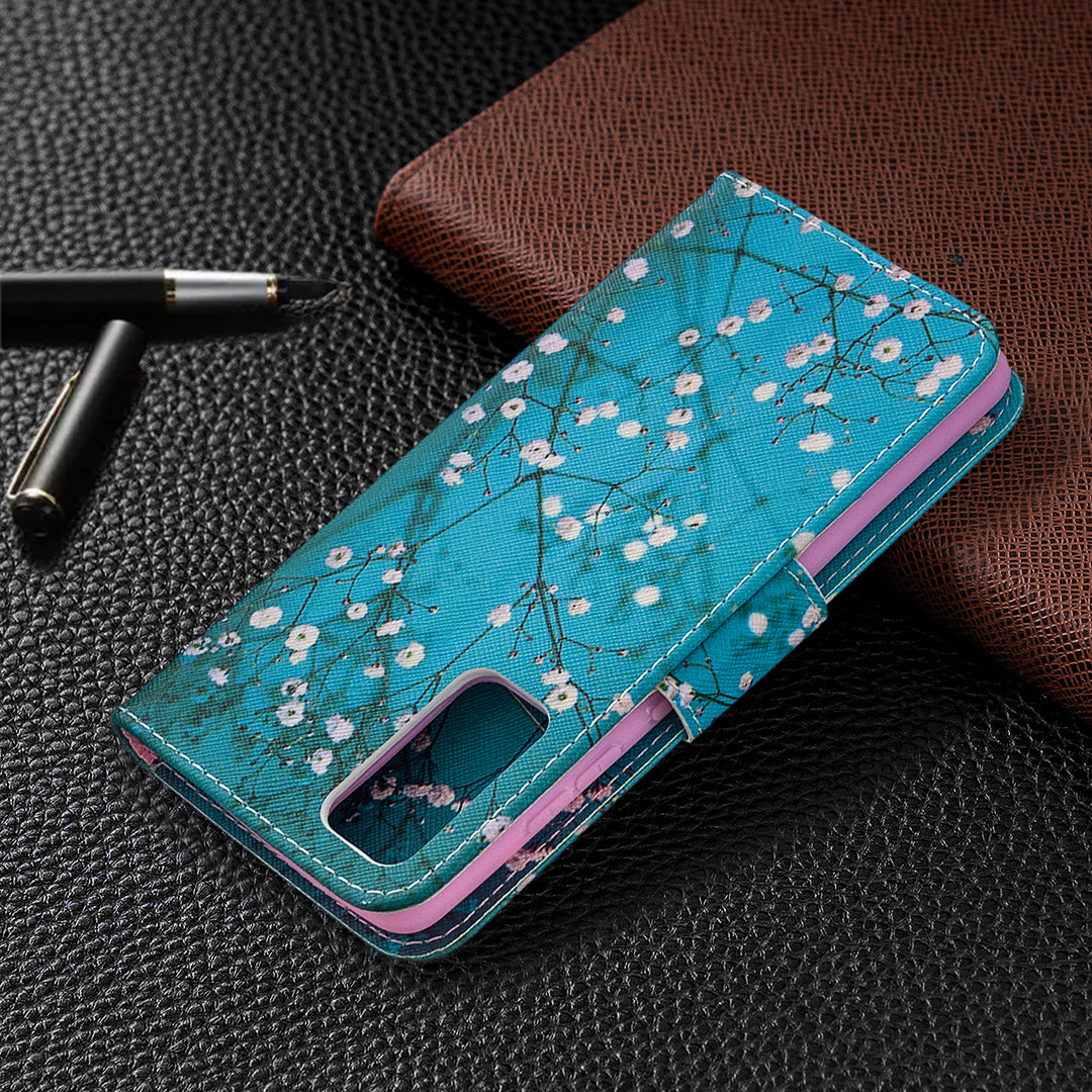Pattern Printing Leather Wallet Protective Shell for Samsung Galaxy S20 FE 4G/FE 5G/S20 Lite/S20 FE 2022 - Flower Branches