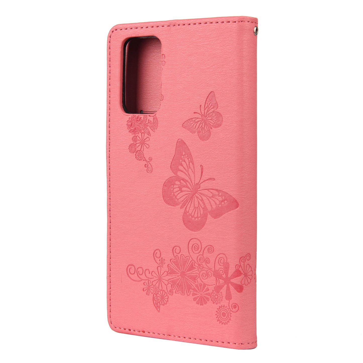 Imprint Butterflies Flower Wallet Stand Leather Case for Samsung Galaxy S20 FE 4G/FE 5G/S20 Lite/S20 FE 2022 - Pink