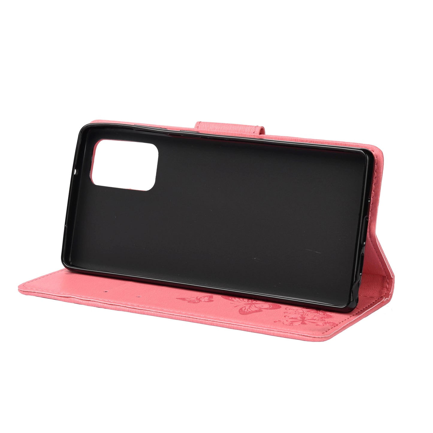 Imprint Butterflies Flower Wallet Stand Leather Case for Samsung Galaxy S20 FE 4G/FE 5G/S20 Lite/S20 FE 2022 - Pink