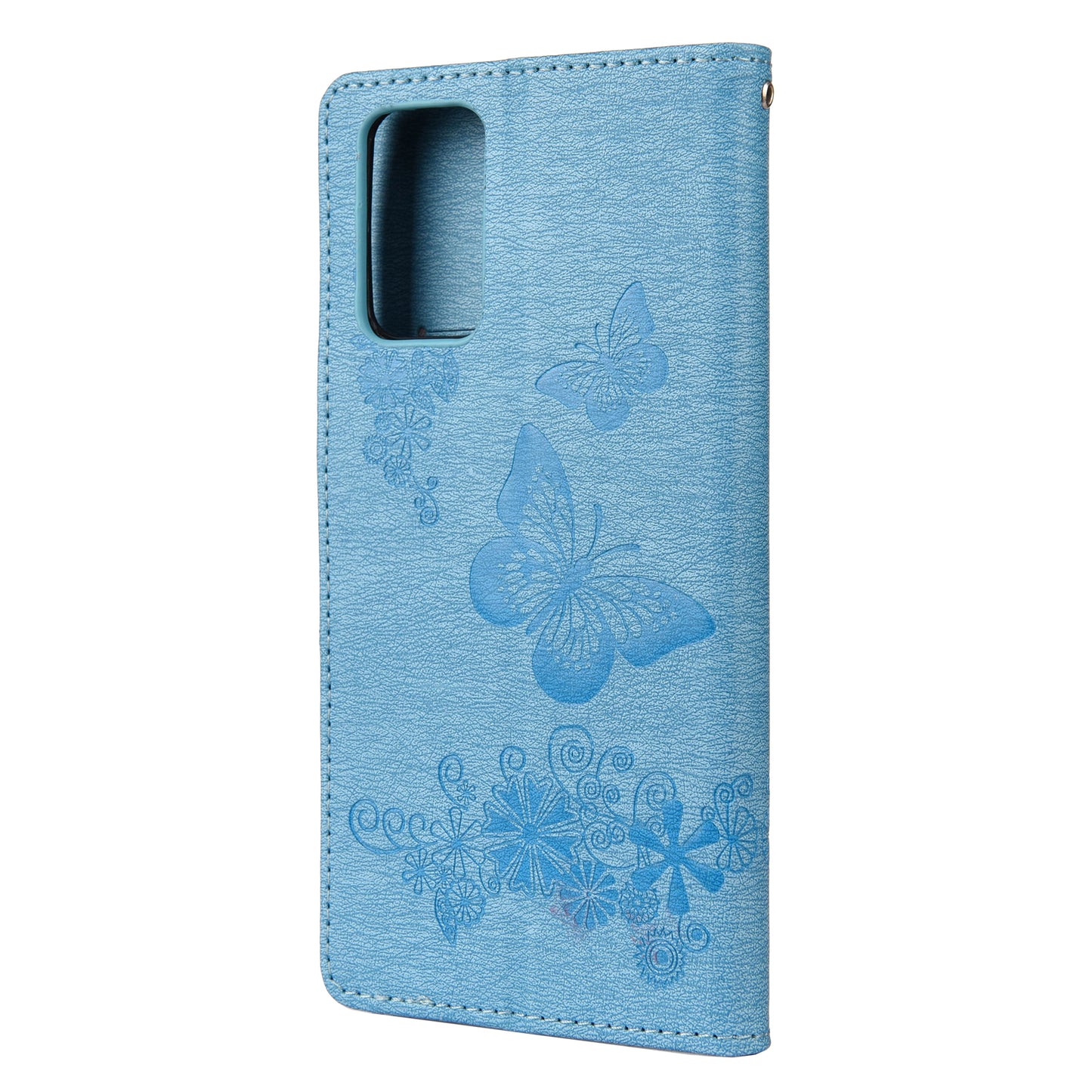 Imprint Butterflies Flower Wallet Stand Leather Case for Samsung Galaxy S20 FE 4G/FE 5G/S20 Lite/S20 FE 2022 - Blue