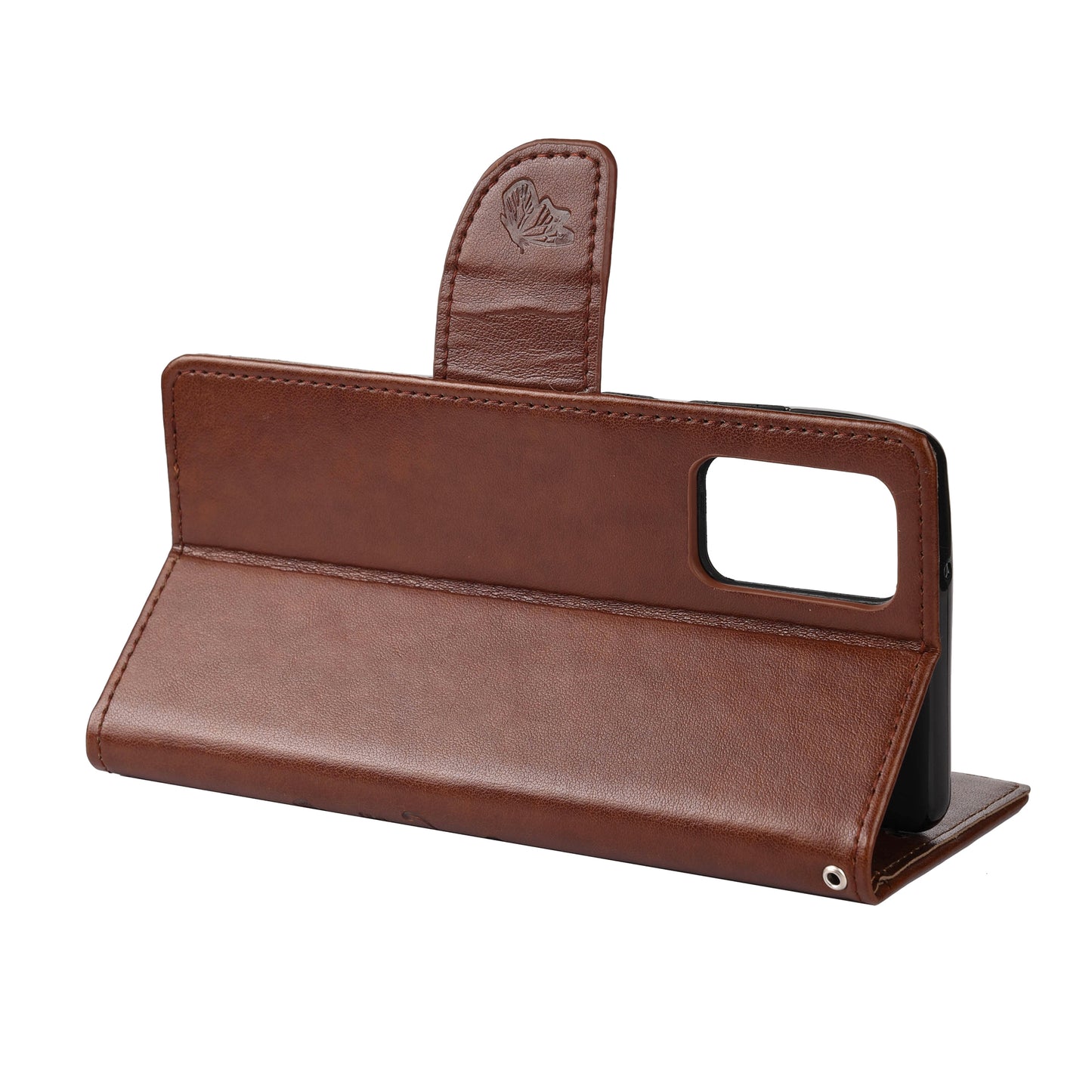 Imprint Butterflies Wallet Stand Flip Leather Phone Cover for Samsung Galaxy S20 FE 4G/FE 5G/S20 Lite/S20 FE 2022 - Brown