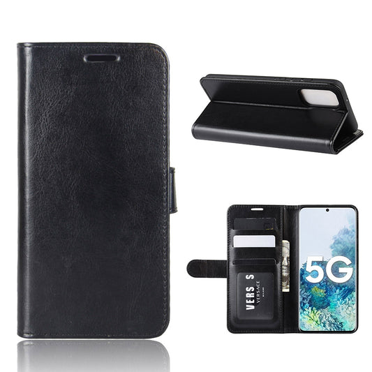 Crazy Horse Surface with Wallet Leather Cover for Samsung Galaxy S20 FE/S20 Fan Edition/S20 FE 5G/S20 Fan Edition 5G - Black
