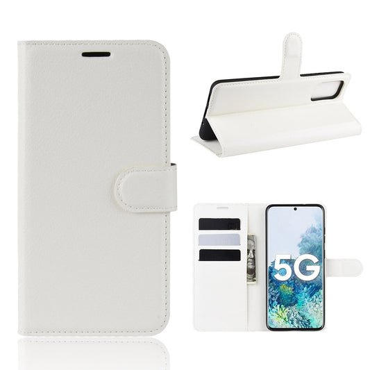 Magnetic Leather Litchi Skin Case for Samsung Galaxy S20 FE 4G/FE 5G/S20 Lite/S20 FE 2022 - White