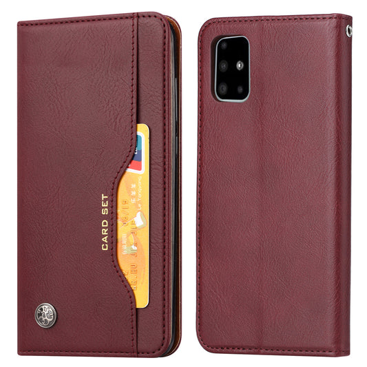 Auto-absorbed Wallet Stand Leather Protector Cover for Samsung Galaxy S20 FE 4G/FE 5G/S20 Lite/S20 FE 2022 - Wine Red