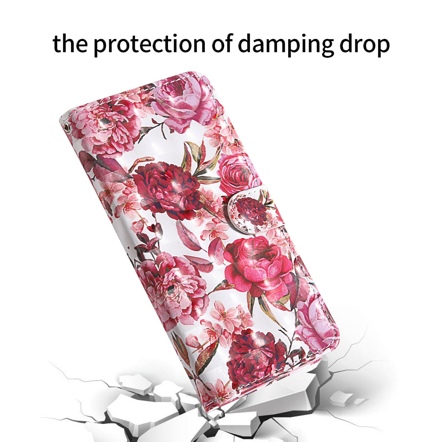 Light Spot Decor Pattern Printing Wallet Stand Leather Shell with Strap for Samsung Galaxy S20 FE 4G/FE 5G/S20 Lite/S20 FE 2022 - Red Flowers