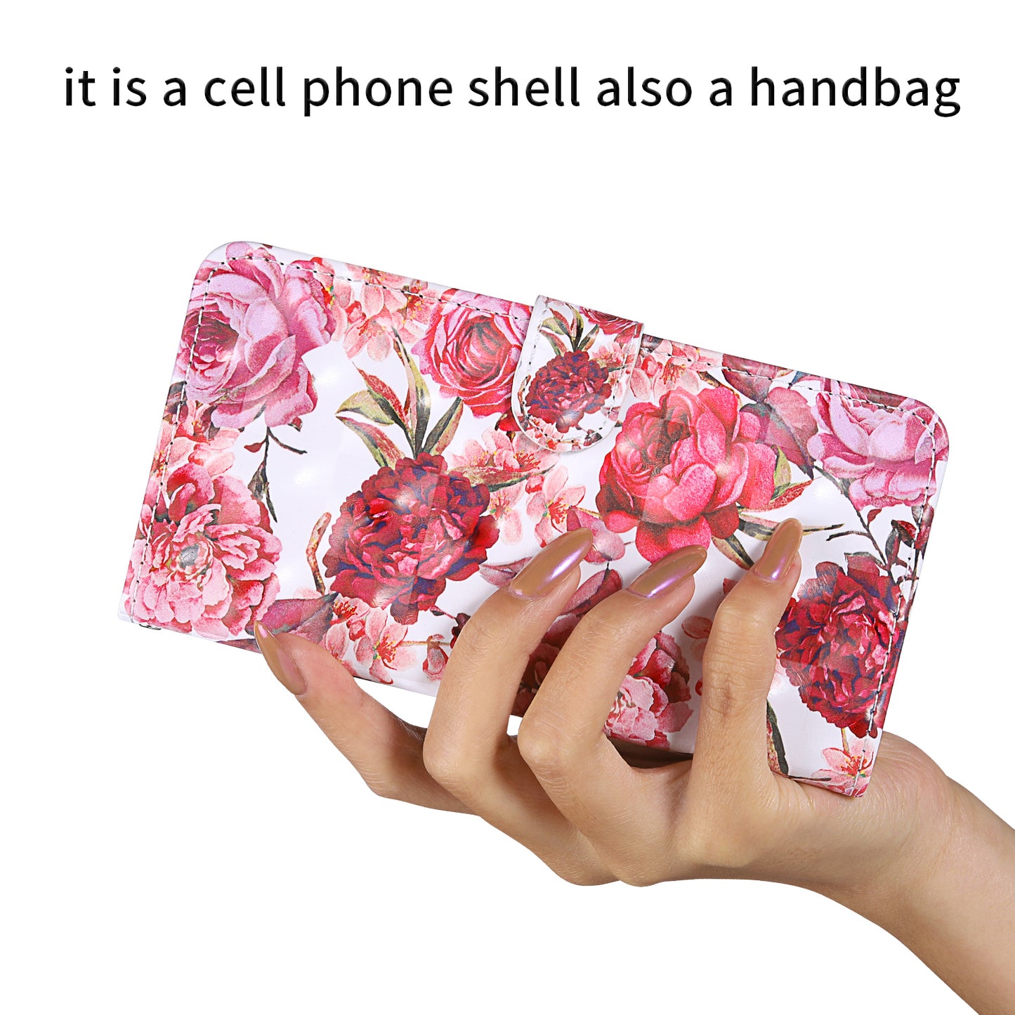 Light Spot Decor Pattern Printing Wallet Stand Leather Shell with Strap for Samsung Galaxy S20 FE 4G/FE 5G/S20 Lite/S20 FE 2022 - Red Flowers