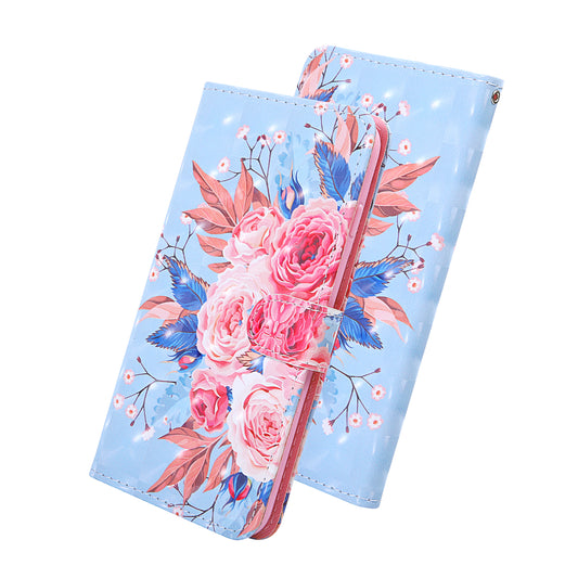 Light Spot Decor Pattern Printing Wallet Stand Leather Shell with Strap for Samsung Galaxy S20 FE 4G/FE 5G/S20 Lite/S20 FE 2022 - Peony
