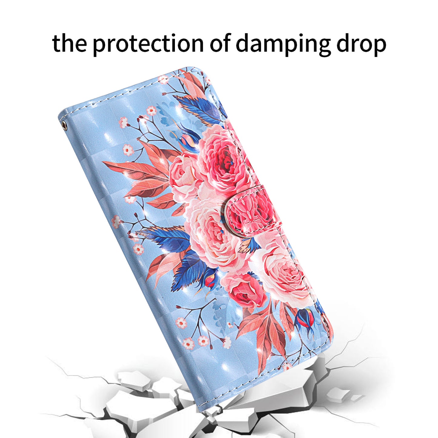 Light Spot Decor Pattern Printing Wallet Stand Leather Shell with Strap for Samsung Galaxy S20 FE 4G/FE 5G/S20 Lite/S20 FE 2022 - Peony