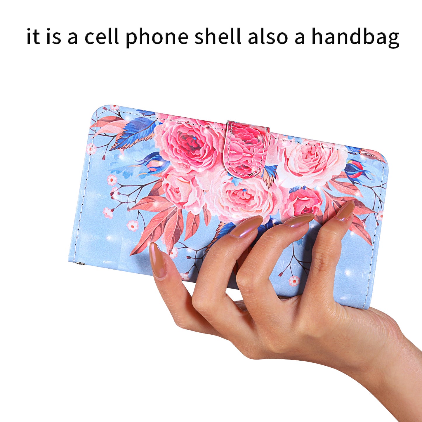 Light Spot Decor Pattern Printing Wallet Stand Leather Shell with Strap for Samsung Galaxy S20 FE 4G/FE 5G/S20 Lite/S20 FE 2022 - Peony