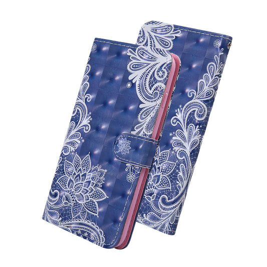 Light Spot Decor Pattern Printing Wallet Stand Leather Shell with Strap for Samsung Galaxy S20 FE 4G/FE 5G/S20 Lite/S20 FE 2022 - Lace Flower