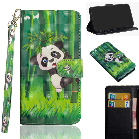 Light Spot Decor Pattern Printing Wallet Stand Leather Shell with Strap for Samsung Galaxy S20 FE 4G/FE 5G/S20 Lite/S20 FE 2022 - Panda