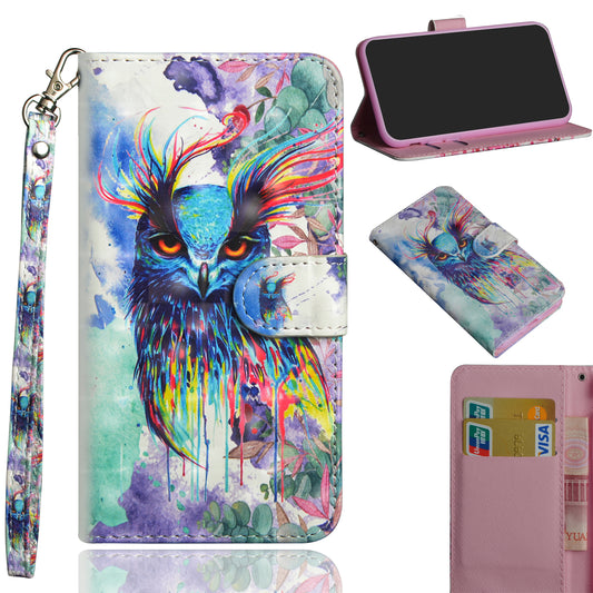 Light Spot Decor Pattern Printing Wallet Stand Leather Shell with Strap for Samsung Galaxy S20 FE 4G/FE 5G/S20 Lite/S20 FE 2022 - Colorful Owl