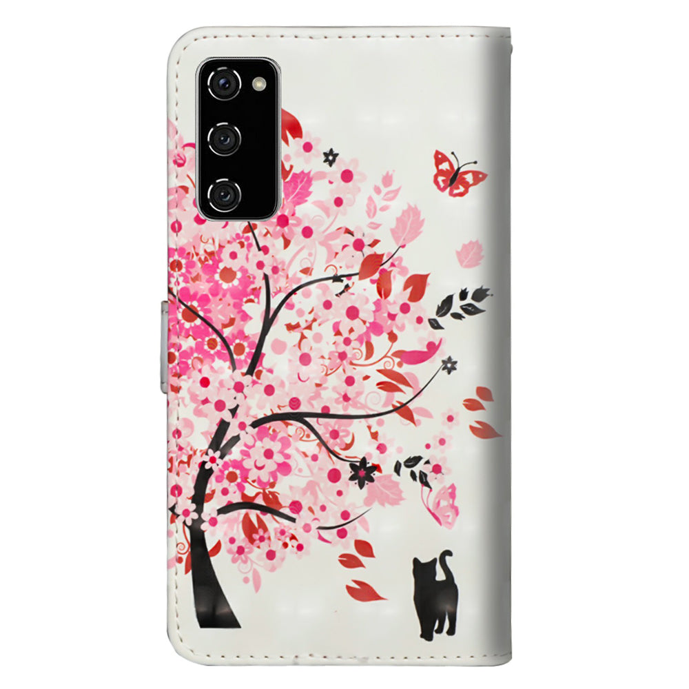 Light Spot Decor Pattern Printing Wallet Stand Leather Shell with Strap for Samsung Galaxy S20 FE 4G/FE 5G/S20 Lite/S20 FE 2022 - Flower Tree