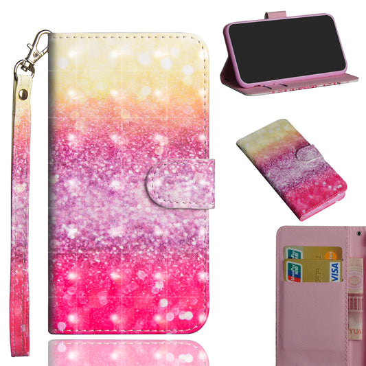 Light Spot Decor Pattern Printing Wallet Stand Leather Shell with Strap for Samsung Galaxy S20 FE 4G/FE 5G/S20 Lite/S20 FE 2022 - Glittery Elements