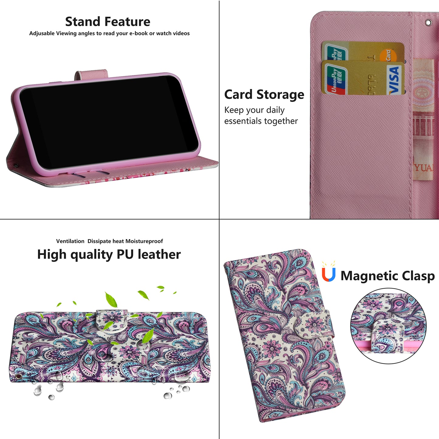 Light Spot Decor Pattern Printing Wallet Stand Leather Shell with Strap for Samsung Galaxy S20 FE 4G/FE 5G/S20 Lite/S20 FE 2022 - Paisley Flower
