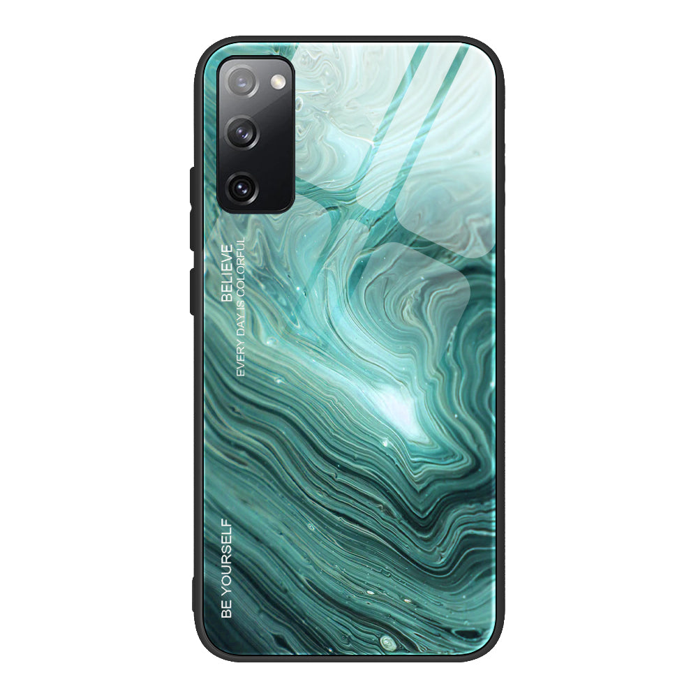 Marble Texture Tempered Glass Back + TPU Combo Case for Samsung Galaxy S20 FE 4G/FE 5G/S20 Lite/S20 FE 2022 - Style B