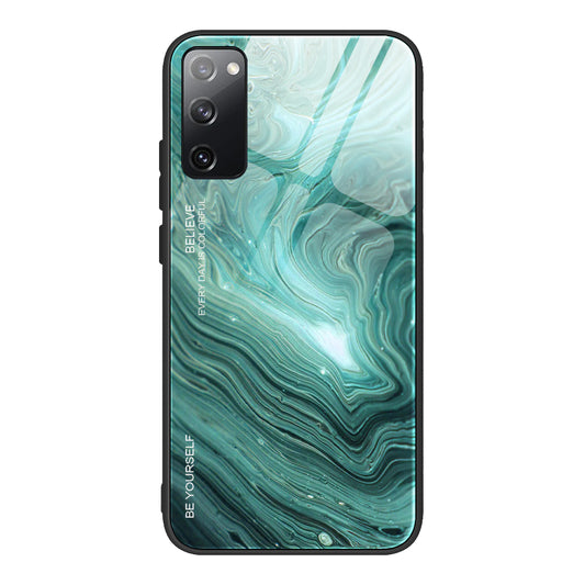 Marble Texture Tempered Glass Back + TPU Combo Case for Samsung Galaxy S20 FE 4G/FE 5G/S20 Lite/S20 FE 2022 - Style B