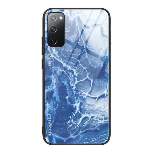 Marble Texture Tempered Glass Back + TPU Combo Case for Samsung Galaxy S20 FE 4G/FE 5G/S20 Lite/S20 FE 2022 - Style C