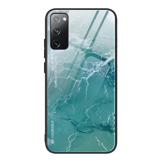 Marble Texture Tempered Glass Back + TPU Combo Case for Samsung Galaxy S20 FE 4G/FE 5G/S20 Lite/S20 FE 2022 - Style D