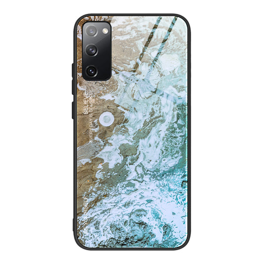 Marble Texture Tempered Glass Back + TPU Combo Case for Samsung Galaxy S20 FE 4G/FE 5G/S20 Lite/S20 FE 2022 - Style F