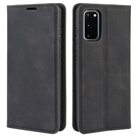 Silky Touch Leather Shell Case for Samsung Galaxy S20 FE 4G/FE 5G/S20 Lite/S20 FE 2022 - Black
