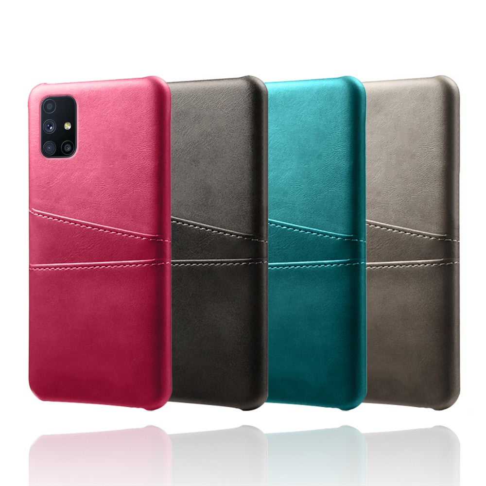 Hard Cover Double Card Slots PU Leather + Plastic Shell for Samsung Galaxy M51 (Side Fingerprint) - Black