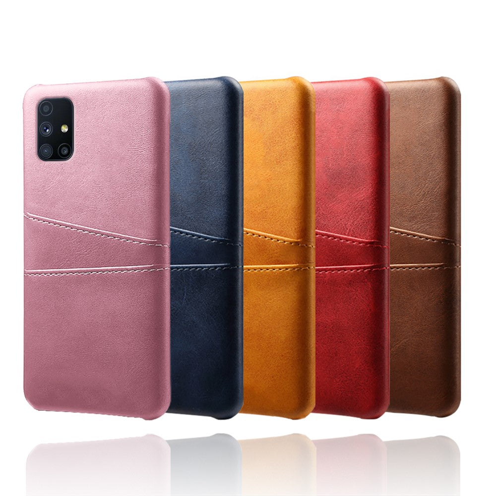 Hard Cover Double Card Slots PU Leather + Plastic Shell for Samsung Galaxy M51 (Side Fingerprint) - Black