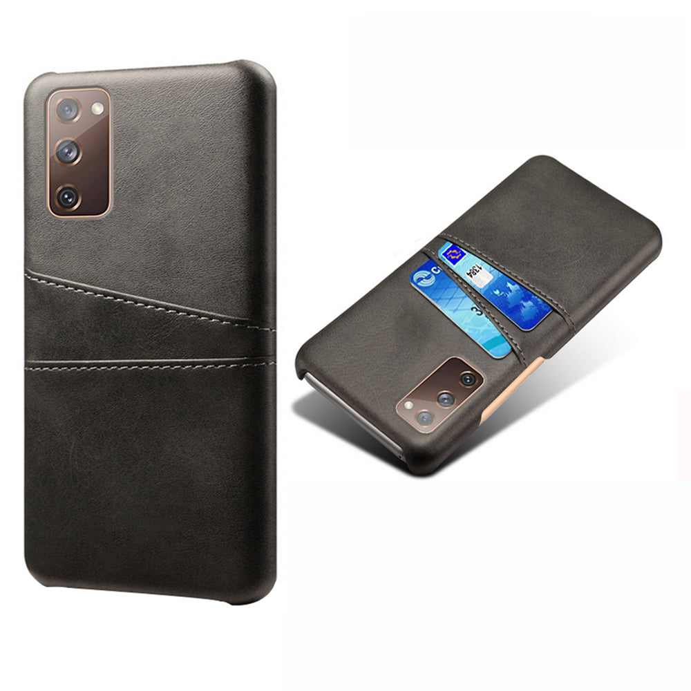 KSQ for Samsung Galaxy S20 FE 4G/FE 5G/S20 Lite/S20 FE 2022 PU Leather + Plastic Shell with Card Holder Slots - Black