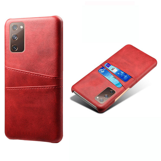 KSQ for Samsung Galaxy S20 FE 4G/FE 5G/S20 Lite/S20 FE 2022 PU Leather + Plastic Shell with Card Holder Slots - Red