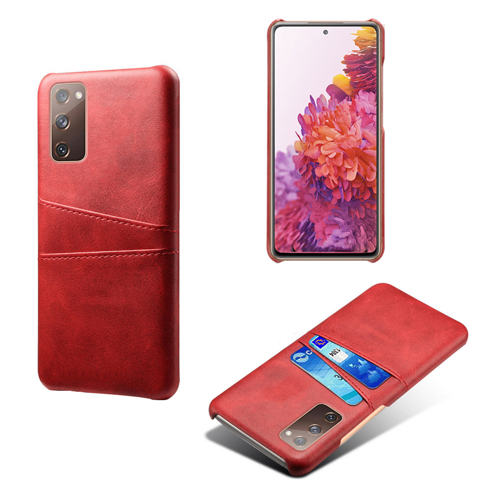 KSQ for Samsung Galaxy S20 FE 4G/FE 5G/S20 Lite/S20 FE 2022 PU Leather + Plastic Shell with Card Holder Slots - Red