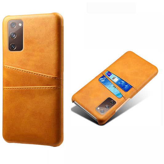 KSQ for Samsung Galaxy S20 FE 4G/FE 5G/S20 Lite/S20 FE 2022 PU Leather + Plastic Shell with Card Holder Slots - Orange