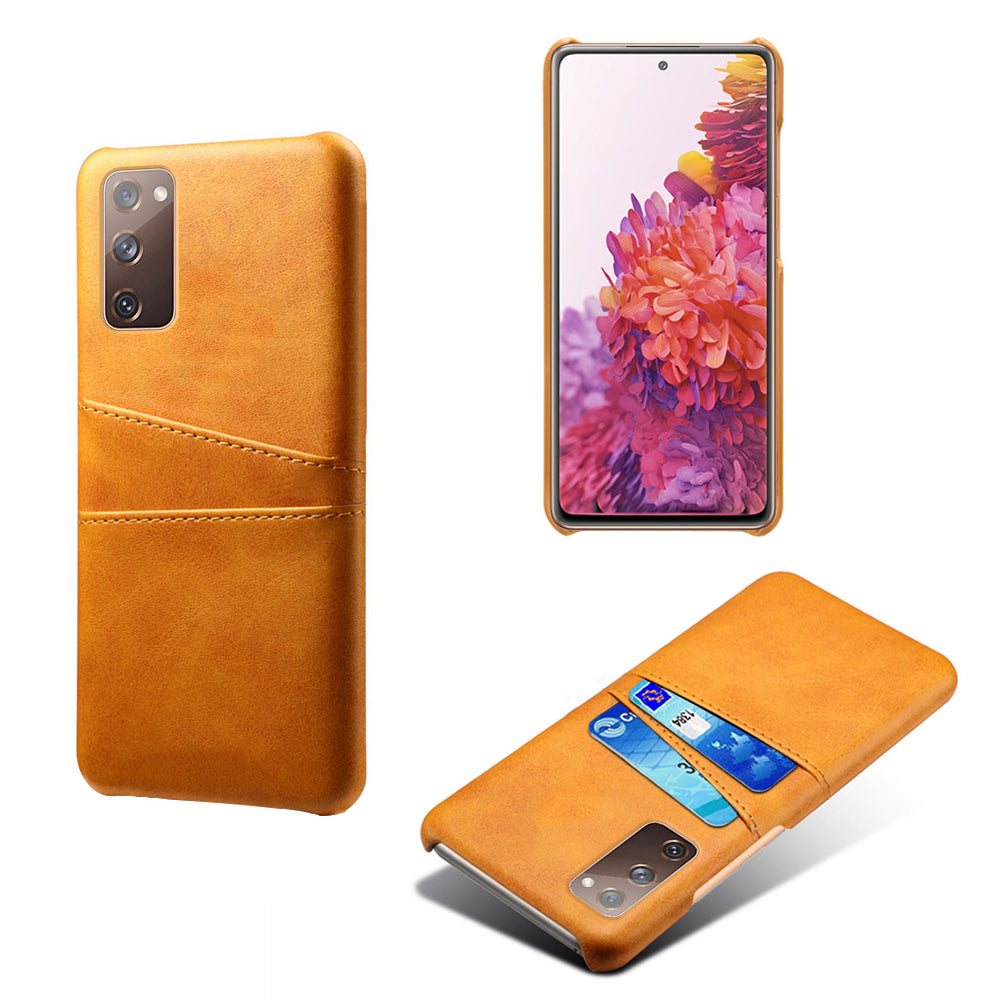 KSQ for Samsung Galaxy S20 FE 4G/FE 5G/S20 Lite/S20 FE 2022 PU Leather + Plastic Shell with Card Holder Slots - Orange