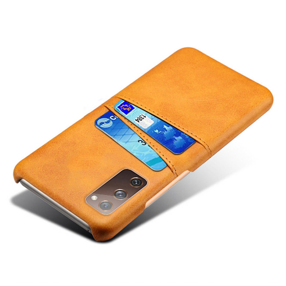 KSQ for Samsung Galaxy S20 FE 4G/FE 5G/S20 Lite/S20 FE 2022 PU Leather + Plastic Shell with Card Holder Slots - Orange