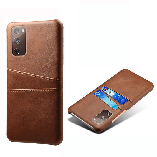 KSQ for Samsung Galaxy S20 FE 4G/FE 5G/S20 Lite/S20 FE 2022 PU Leather + Plastic Shell with Card Holder Slots - Brown