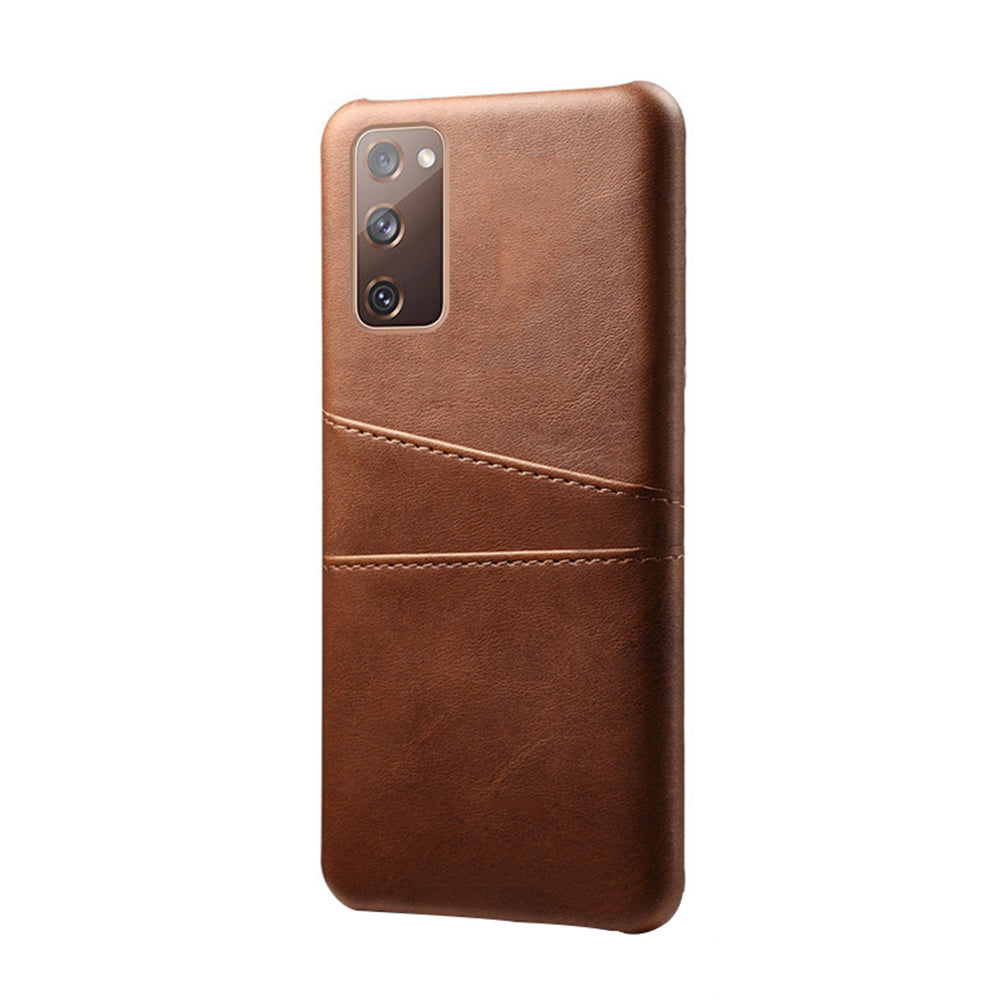 KSQ for Samsung Galaxy S20 FE 4G/FE 5G/S20 Lite/S20 FE 2022 PU Leather + Plastic Shell with Card Holder Slots - Brown
